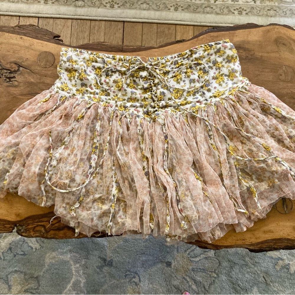 Free People FP One Blossom Lace-Up Mini Skort Cottagecoe Fairy Whimsy Festival